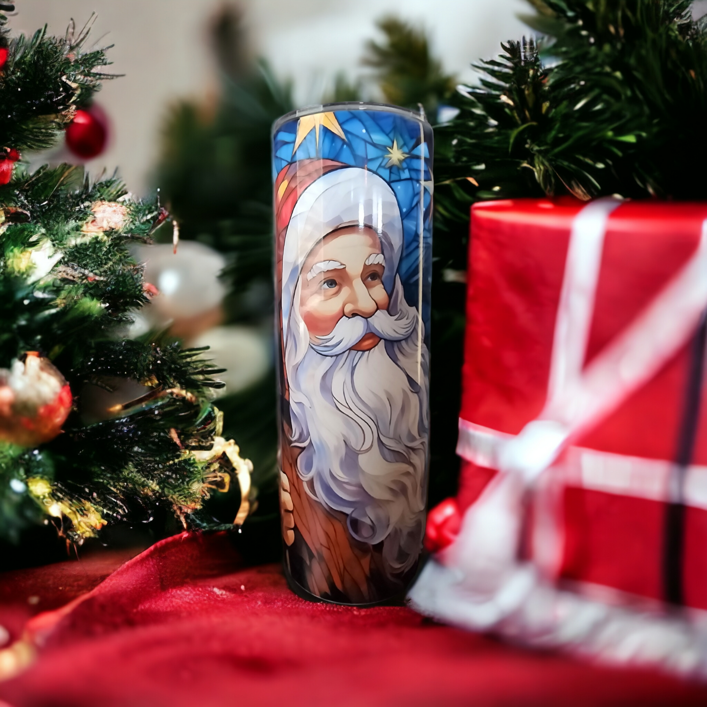 Stained Glass Santa